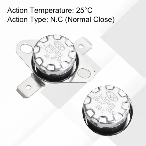 Vista 48 de uxcell KSD301 Termostato 32.0 °F/32 ° F 10 A Normalmente Cerrado N.C Ajuste Snap Disc Interruptor de temperatura para microondas, horno, cafeteras 2