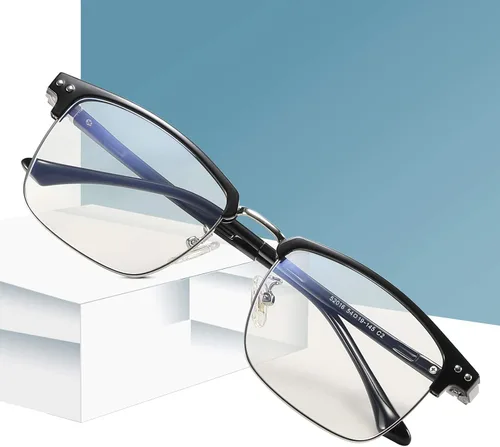 Vista 4 de GUZTAG - Lentes de bloqueo de luz azul, anteojos cuadrados para computadora para mujeres/hombres, marco de anteojos antifatiga ocular, gafas