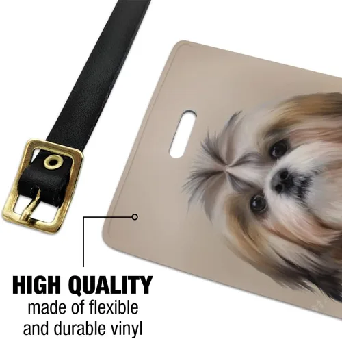 Vista 2 de Shih Tzu - Juego de 2 etiquetas de identificación para equipaje de perro