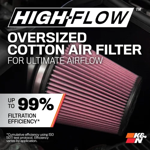 Vista 4 de K&N Kit de admisión de aire frío: aumenta la aceleración y la potencia de remolque, garantizado para aumentar los caballos de fuerza hasta 10 HP