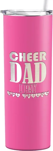 Vista 14 de Cheer Dad I Pay She Cheers - Vaso de acero inoxidable con tapa aislada, color negro