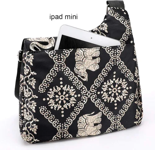 Vista 3 de Stuoye - Bolsa de nailon multibolsillos para mujer, cruzada, bolsa-monedero, para viajes
