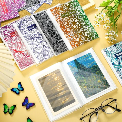 Vista 7 de Paquete de 24 mini álbumes de fotos de 4 x 6 pulgadas, pequeño libro de fotos con insertos decorativos extraíbles y cubierta transparente flexible