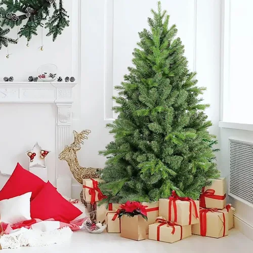 Vista 7 de Árbol de Navidad artificial sin luz de 5 pies, árbol de Navidad de abeto verde festivo con 723 puntas de rama, árbol de Navidad realista de abeto