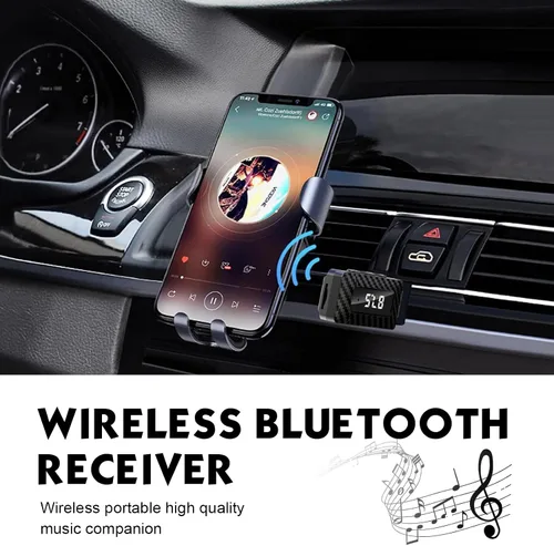 Vista 3 de Receptor Bluetooth USB para automóvil, pantalla LED HD, transmisor FM, adaptador de audio, DC 5V Plug and Play, receptor Bluetooth de frecuencia