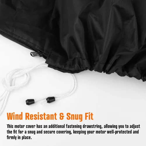 Vista 4 de iCOVER - Fundas para motor fuera de borda, cubierta de motor de barco remolcable impermeable, tela Oxford resistente con cremallera, se adapta a