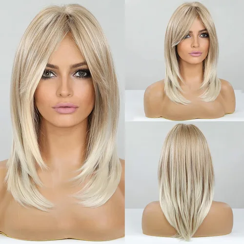 Vista 19 de HAIRCUBE Pelucas largas de color marrón oscuro con reflejos para mujer, peluca de pelo sintético rizado ondulado para uso diario
