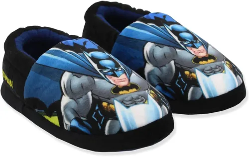 Vista 3 de DC Comics Batman Superhero - Pantuflas Aline de felpa para niños pequeños (9-10 M de EE. UU., azulnegro), Azul