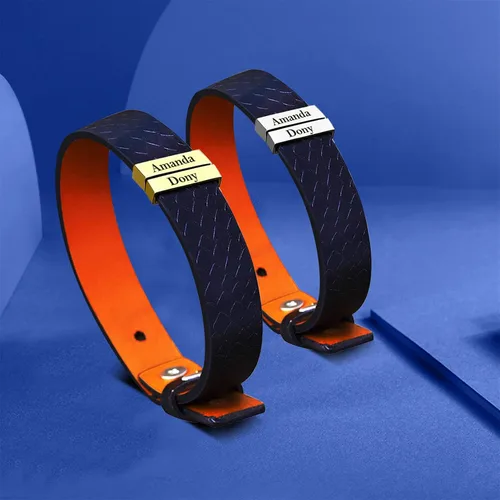 Vista 56 de Pulseras de cuero personalizadas para hombre con 1-6 nombres, pulsera trenzada personalizada con cuentas para papá, marido, día del padre, San