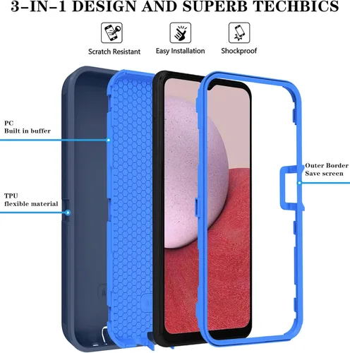 Vista 6 de ONOLA Funda compatible con Samsung Galaxy A14 5G con protector de pantalla HD, resistente a los golpes y a las caídas, funda de 3 capas para Samsung