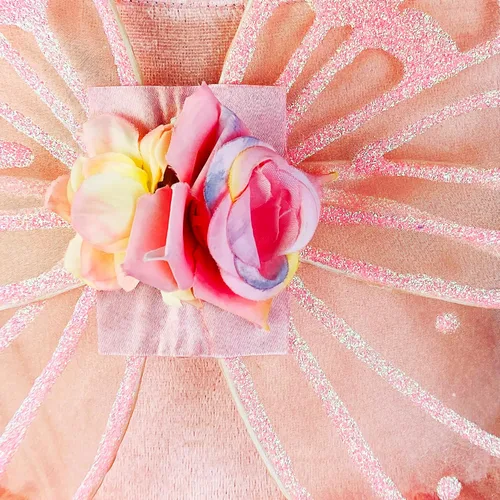 Vista 4 de DJDLPARTY Conjunto de disfraz de hada rosa para niñas con alas y diadema