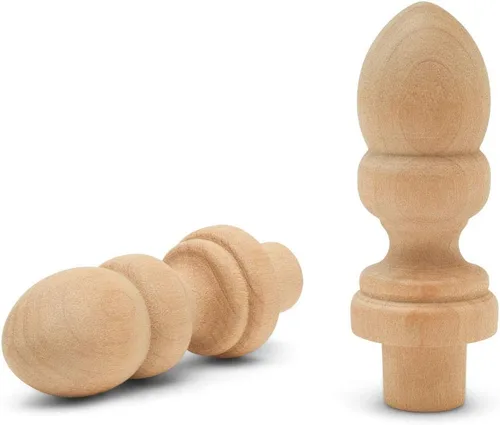 Vista 11 de Remates decorativos de madera sin terminar, 3-1/2 pulgadas, para remates de poste de cama, remates de barra de cortina, decoración de asta