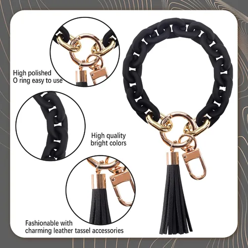 Vista 4 de Llavero de silicona para mujer, pulsera con cuentas para automóvil