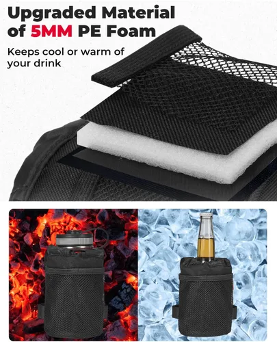 Vista 3 de Portavasos grande para bicicleta KEMIMOTO con bolsillos de malla y bolsa para teléfono, compatible con bicicleta de carretera, MTB, bicicleta