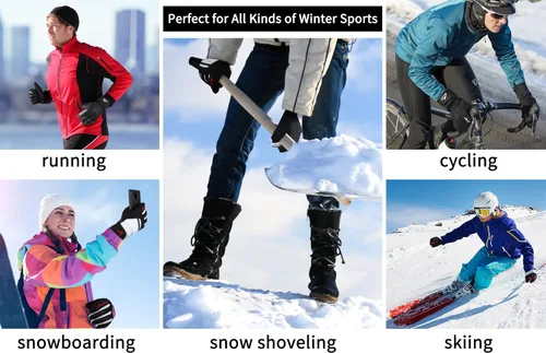 Vista 7 de Achiou Guantes de esquí de nieve de invierno para hombres y mujeres, guantes de esquí impermeables cálidos para clima frío de -30 , guante