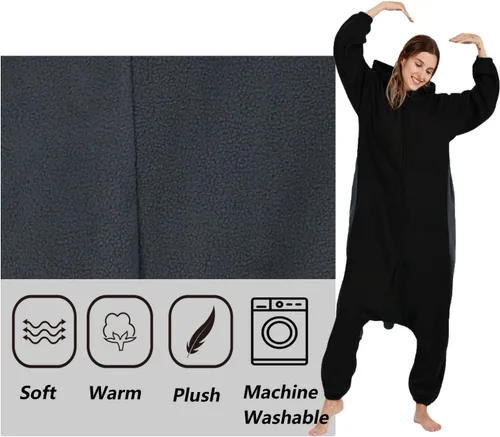Vista 5 de SimZoo Adult Animal Onesie Pajamas, Men and Women's Animal Cosplay Costume Sleepwear, One-Piece Unisex Homewear