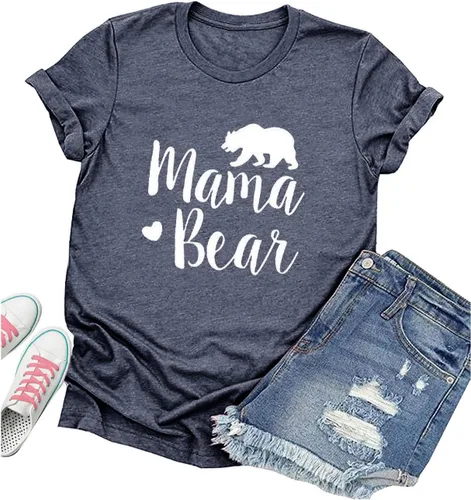 Vista 3 de Vaise Camiseta de manga larga para mujer, diseño de mamá oso con bolsillos