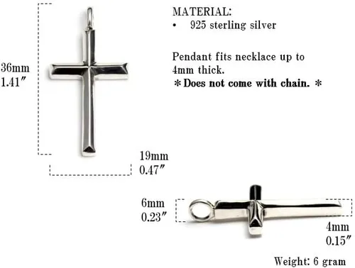 Vista 5 de COSUMOSU Collar con dije de cruz de plata de ley 925 para hombres y mujeres