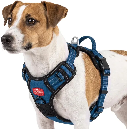 Vista 18 de Tuff Pupper Arnés para perro sin tirones, chaleco resistente para mascotas, clips para correa delantera y trasera, mango de seguridad fuerte