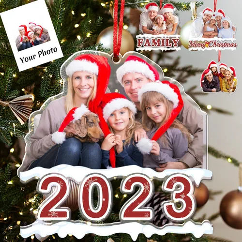Vista 14 de Adornos de Navidad personalizados con nombres, muñeco de nieve, 8 piezas, adorno familiar personalizado, decoración colgante de madera para árbol