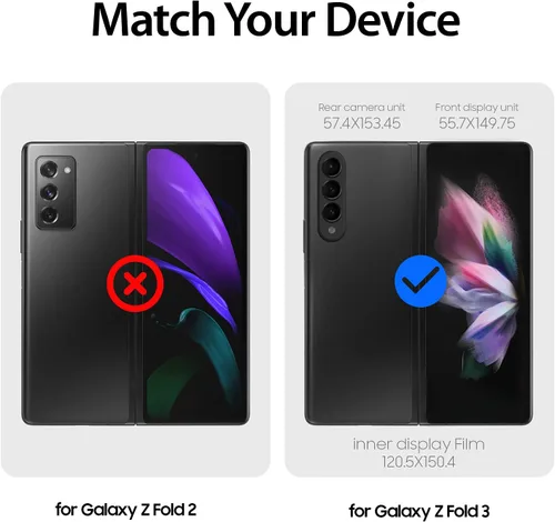 Vista 2 de Whitestone Dome [1 juego de 3 piezas] para Galaxy Z Fold 3 Protector de pantalla de alta calidad antigolpes, transparente HD, película EPU