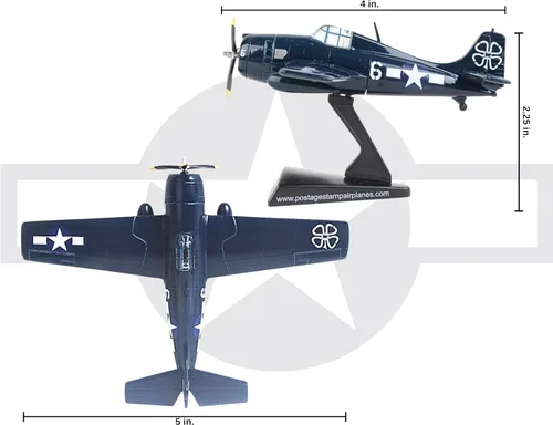 Vista 6 de Daron Sello postal PS5351-3 F4F Wildcat USN USS Petrof Bat #6 1/87 Escala Diecast Display Modelo con soporte