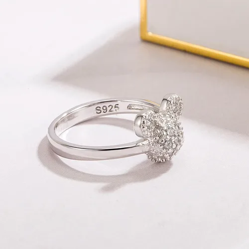 Vista 6 de H&Beautimer Anillos de plata de ley 925 para mujer, bonitos anillos de diseño de Mickey, joyería fina para mujeres y niñas, anillos de boda AAA CZ