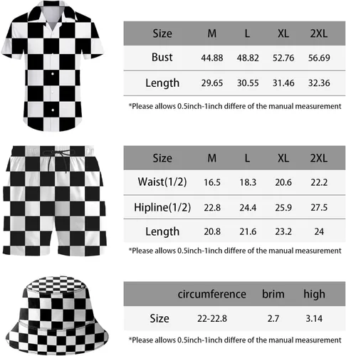 Vista 7 de ifamawlea Conjunto de 2 piezas para hombre, camisa hawaiana, pantalones cortos, camisa con botones y pantalones cortos con sombreros de pescador