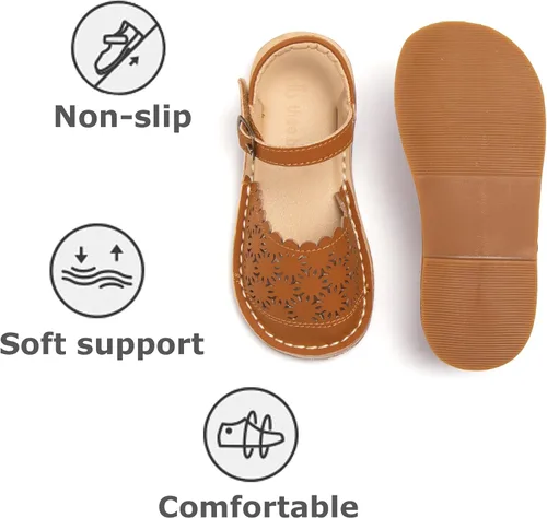 Vista 56 de THEE BRON Sandalias cómodas para niñas, zapatos para niños, sandalias rellenas