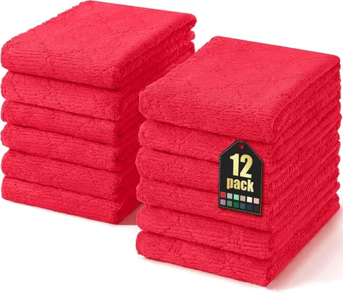 Vista 26 de Homaxy - Paquete de 12 trapos de cocina (13 x 19 pulgadas, marrón), de terciopelo coral supersuaves y absorbentes para lavar platos, paño