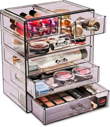Vista 19 de Sorbus Cosmetics - Cosmetiquero grande para maquillaje y joyas; elegante para colocar sobre el tocador o en el baño