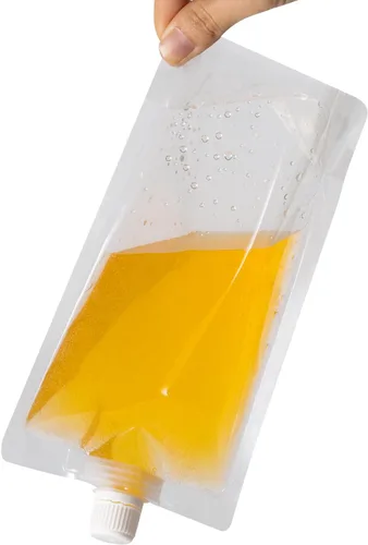 Vista 6 de Kichwit Bolsas de plástico para licor, botellas de bebida, bolsas reutilizables con boquilla líquida, sin BPA, 3 32 onzas, 3 16 onzas, embudo