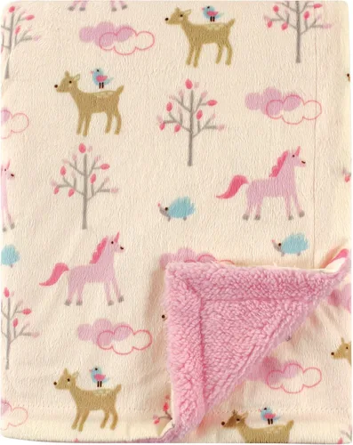 Vista 6 de Luvable Friends - Manta afelpada unisex para bebé con reverso de sherpa, floral azul, talla única