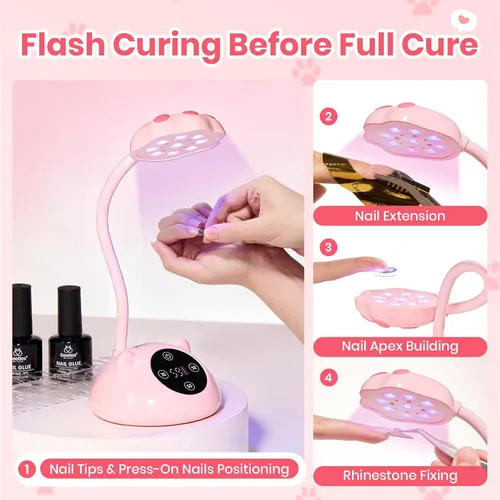 Vista 2 de Beetles - Lámpara de uñas con cuello de cisne (36 mW/cm², inalámbrica, UV, 36 mW/cm²) Rechargeable 2000mAh UV Light for Gel Nails Press on Nails
