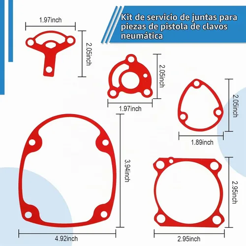 Vista 6 de Kit de juntas de piezas de herramientas de 9 piezas, pieza de pistola de clavos de aire, pistola de clavos, cinta de parachoques, junta tórica