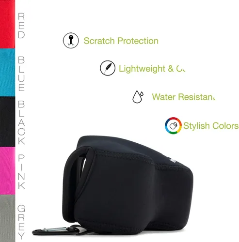 Vista 5 de MegaGear Nikon Coolpix L840 - Funda de neopreno para cámara, con mosquetón, color negro