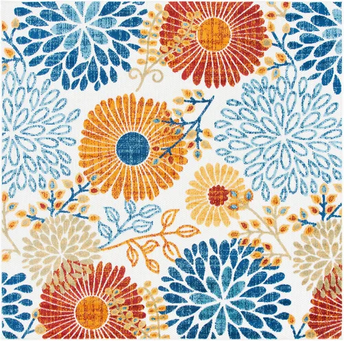 Vista 14 de SAFAVIEH Alfombra lavable de colección Cabana para exteriores, 2 x 4 pies, gris y azul, no desprende pelusa y fácil de limpiar, entrada puerta