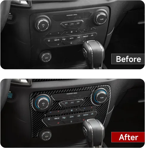 Vista 3 de Cubierta de Panel de Control Central de Fibra de Carbono para Tablero de Coche para Ford Ranger 2019 2020 2021 2022 2023 XLT Lariat XL Accesorios