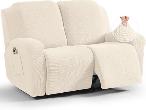Vista 27 de TAOCOCO Funda reclinable de 4 piezas, funda elástica para sofá reclinable de 4 piezas, funda reclinable con 1 asiento, protector de sofá suave