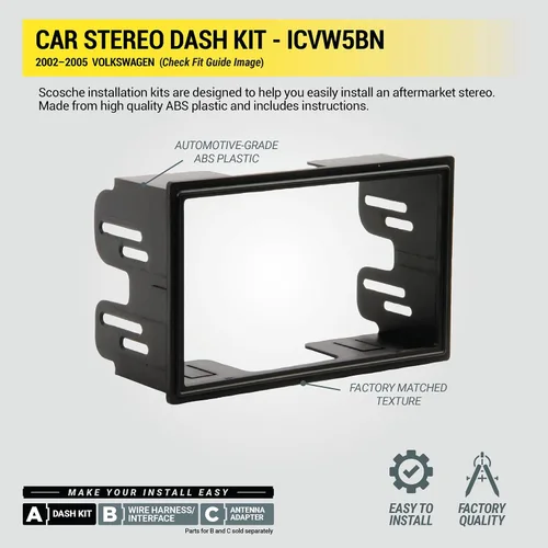 Vista 5 de Scosche ICVW5BN Kit de instalación de radio doble DIN y arnés compatible con vehículos Volkswagen no amplificados seleccionados 2002-2005 - Kit