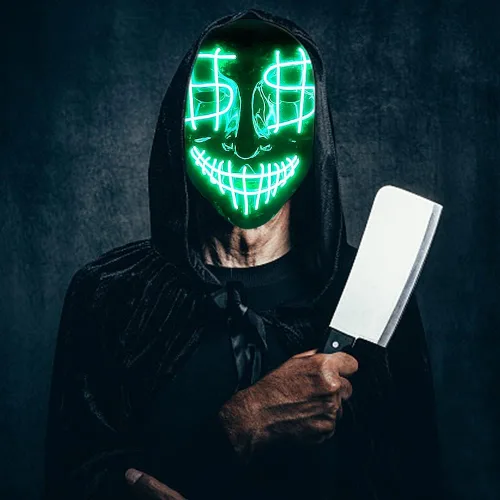 Vista 4 de Máscara LED de Halloween máscara de Purga con luz LED para adultos y niños máscara de disfraz de Purga aterradora para Halloween y cosplay