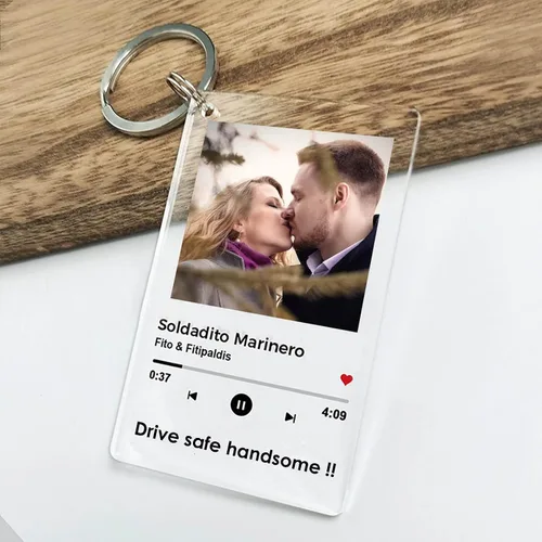 Vista 6 de Llavero de fotos acrílico personalizado, llavero de música Spotify personalizado con código escaneable, regalo para parejas, amigos, regalo para él
