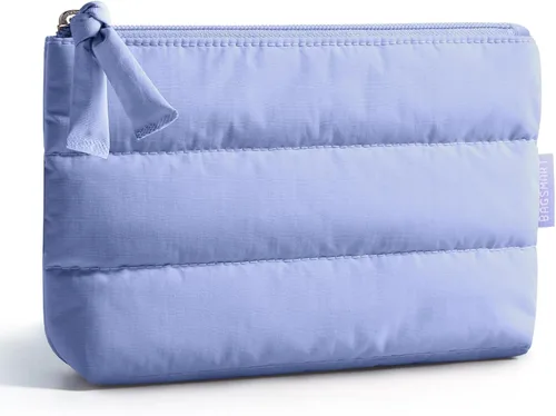 Vista 36 de BAGSMART Pequeña bolsa de maquillaje, neceser portátil esponjoso con cierre de cremallera con encanto, organizador de viaje resistente al agua
