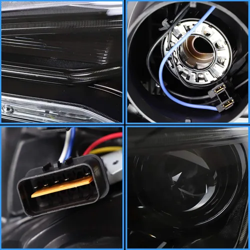 Vista 5 de VLAND Faros LED Compatibles con Mitsubishi Lancer & EVO X 2008-2020 Conjunto de lámpara delantera con proyector con lente ahumada con secuencial