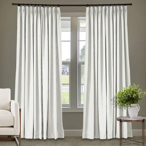 Vista 34 de Frelement Cortinas plisadas de lino de algodón de 100 pulgadas de ancho y 102 pulgadas de largo, cortinas con reducción de ruido para sala