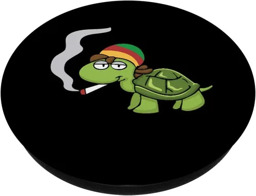 Vista 2 de Weed Smoking Turtle Turtley High THC CBD Marihuana Stoner PopSockets Grip y soporte para teléfonos y tabletas