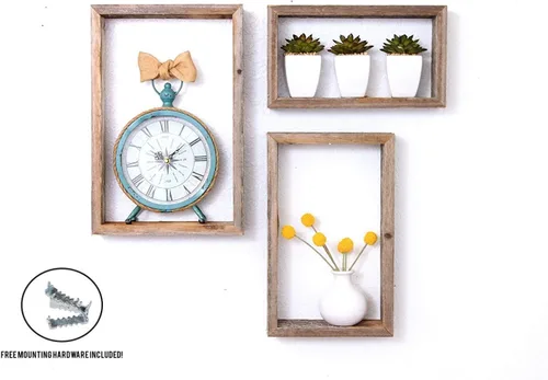 Vista 7 de BarnwoodUSA - Estantería de madera para colgar 100 % madera reciclada Estantes rústicos flotantes rectangulares: hechos para el uso diario. Fácil