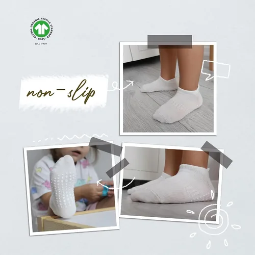 Vista 6 de Calcetines tobilleros antideslizantes para bebés, 6 pares, suela antideslizante, calcetines de algodón sin costuras para niños y niñas