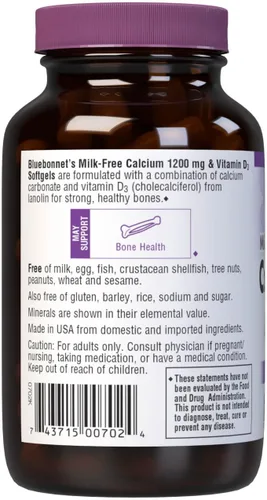 Vista 8 de Bluebonnet Nutrition Calcio sin leche 1,200 mg más vitamina D3 400 UI