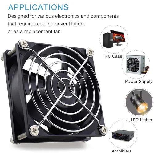 Vista 5 de GDSTIME 4500RPM 8cm 80mm x 80mm x 25mm 12v Ventilador de refrigeración sin escobillas de CC, flujo de aire grande, alta velocidad, con rodamientos
